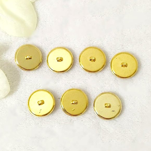 Set of 7 Round Button Grey Gold Clear Faceted Resin Metal-like Gold Base Shank - Picture 3 of 8